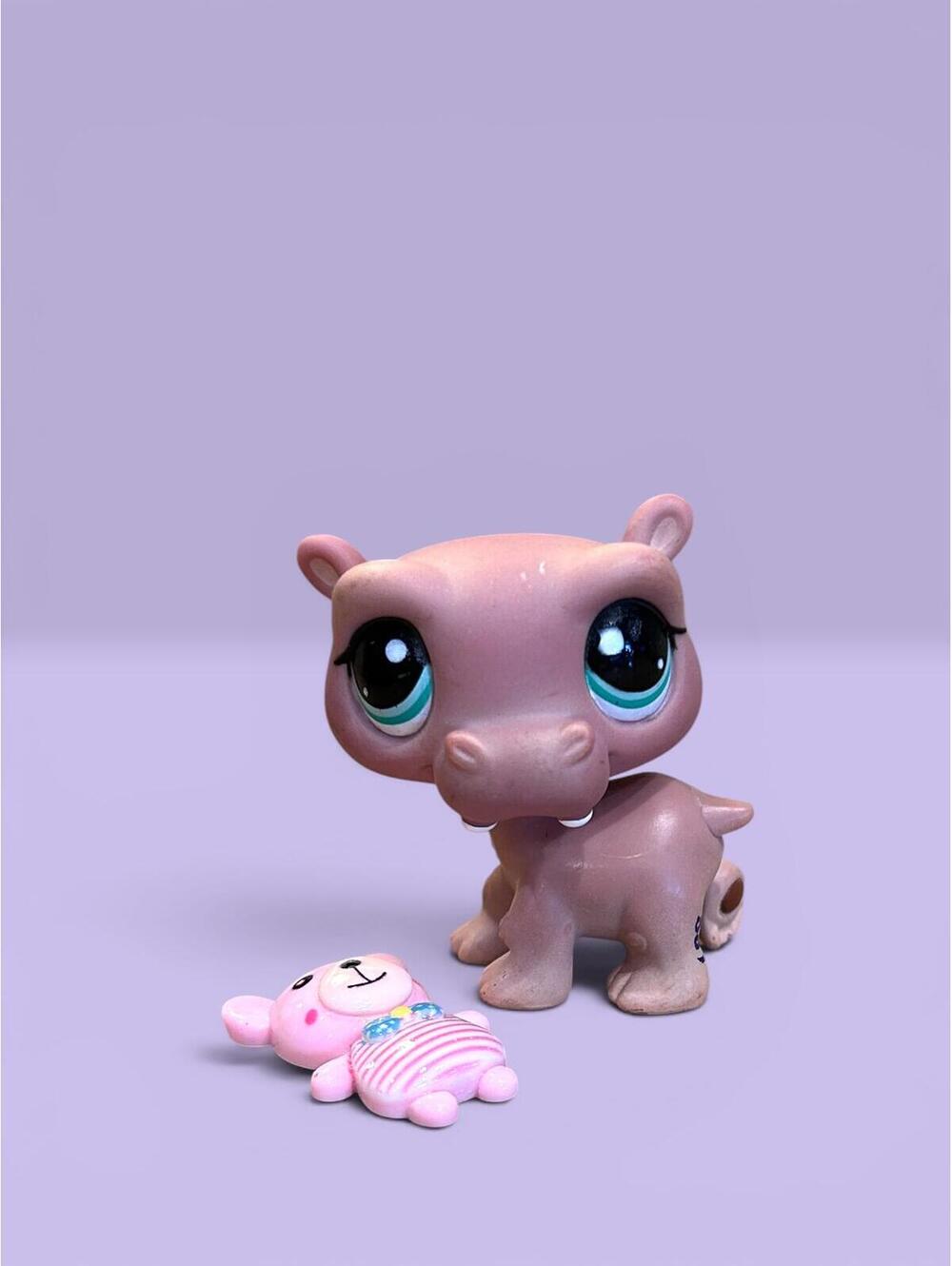 Littlest Pet Shop LPS Hippo #1415 with Teddy Bear Accessory